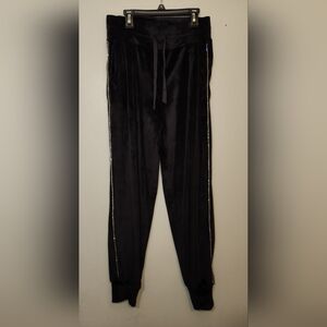 Victoria's secret BlackVelour high rise diamanterhinestone joggers pants S